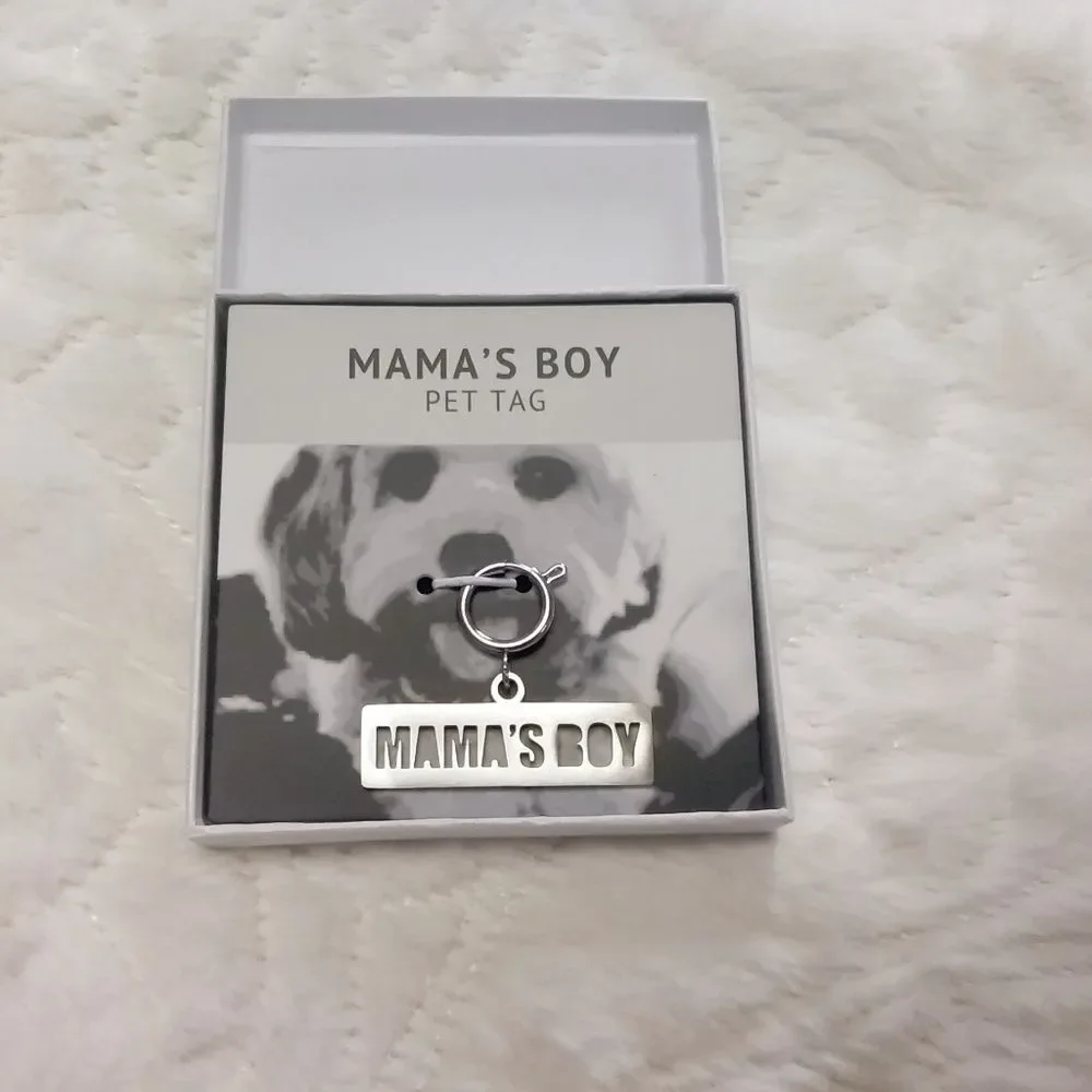 Jaeci Mamas Boy Pet Tag Dog Stainless Steel Collar Jewelry New in Box